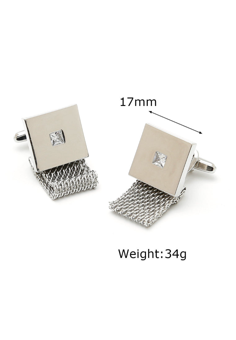 Men's Cufflinks Light Luxury Diamond Chain Square Silver Copper Shirt Sleeve Nails