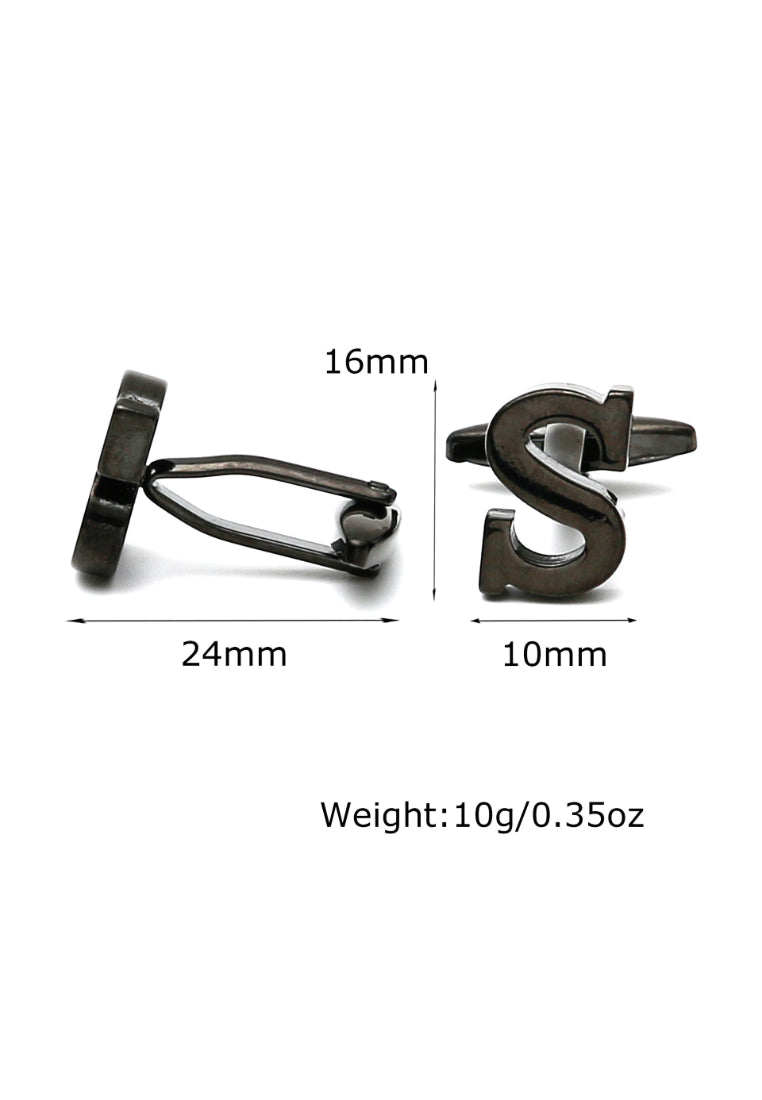 Men's Cufflinks Creative Personality English Letters Black Stainless Steel Elegant Jewelry