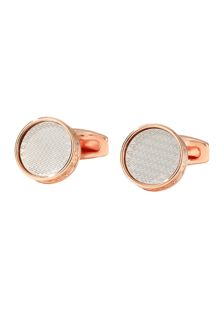 Men's Cufflinks Silver Pattern Round Rose Gold Jewelry