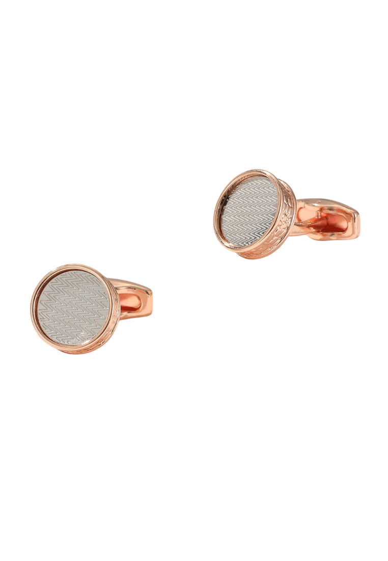 Men's Cufflinks Silver Pattern Round Rose Gold Jewelry