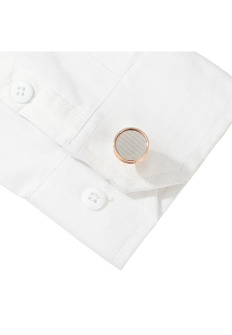 Men's Cufflinks Silver Pattern Round Rose Gold Jewelry