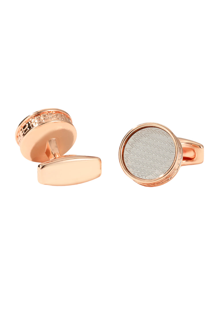 Men's Cufflinks Silver Pattern Round Rose Gold Jewelry