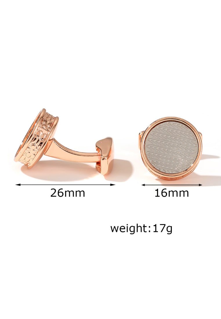 Men's Cufflinks Silver Pattern Round Rose Gold Jewelry