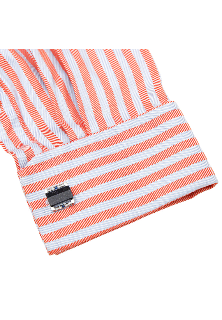 Jewelry European And American Light Luxury Blue Sandstone Rhinestone Square Silver Copper Men's Shirt Cufflinks