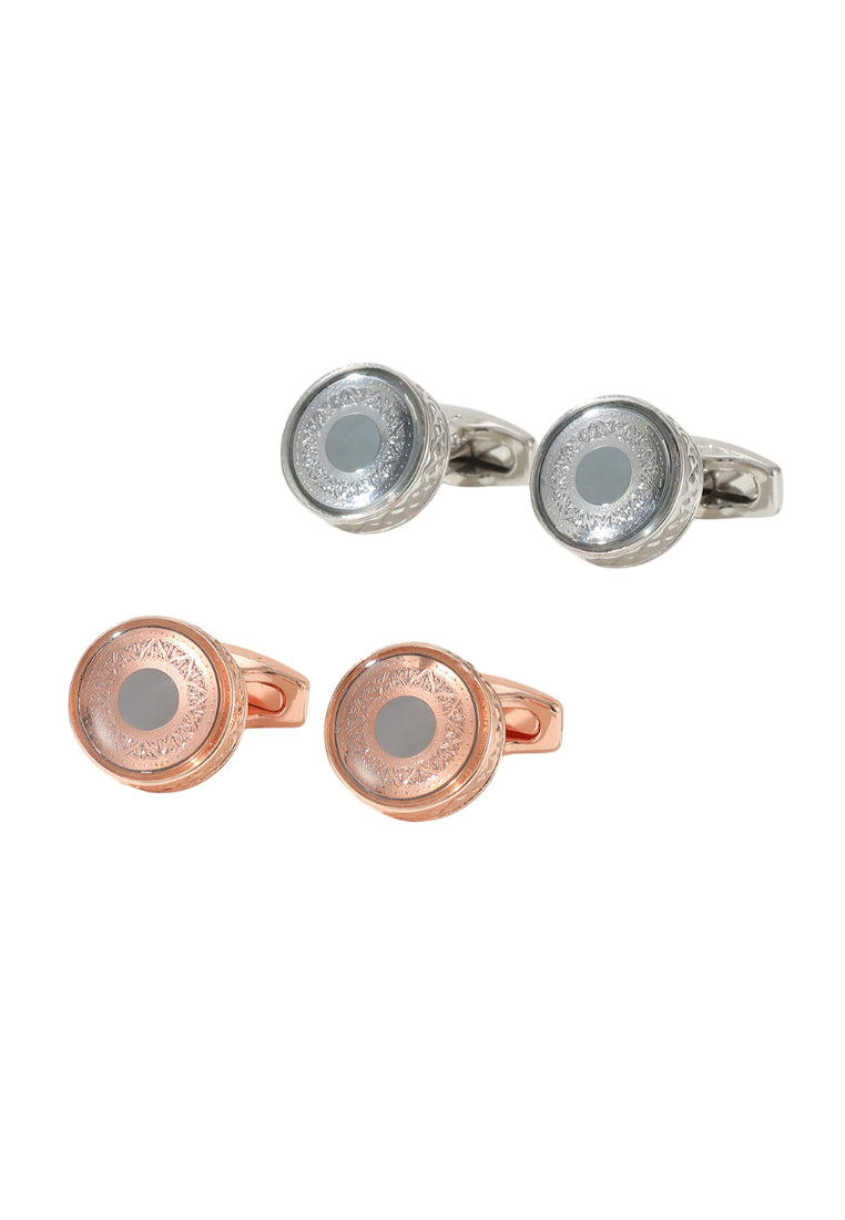 Men's Cufflinks Patterned Gray Dot Round Shirt Dress Jewelry Pair