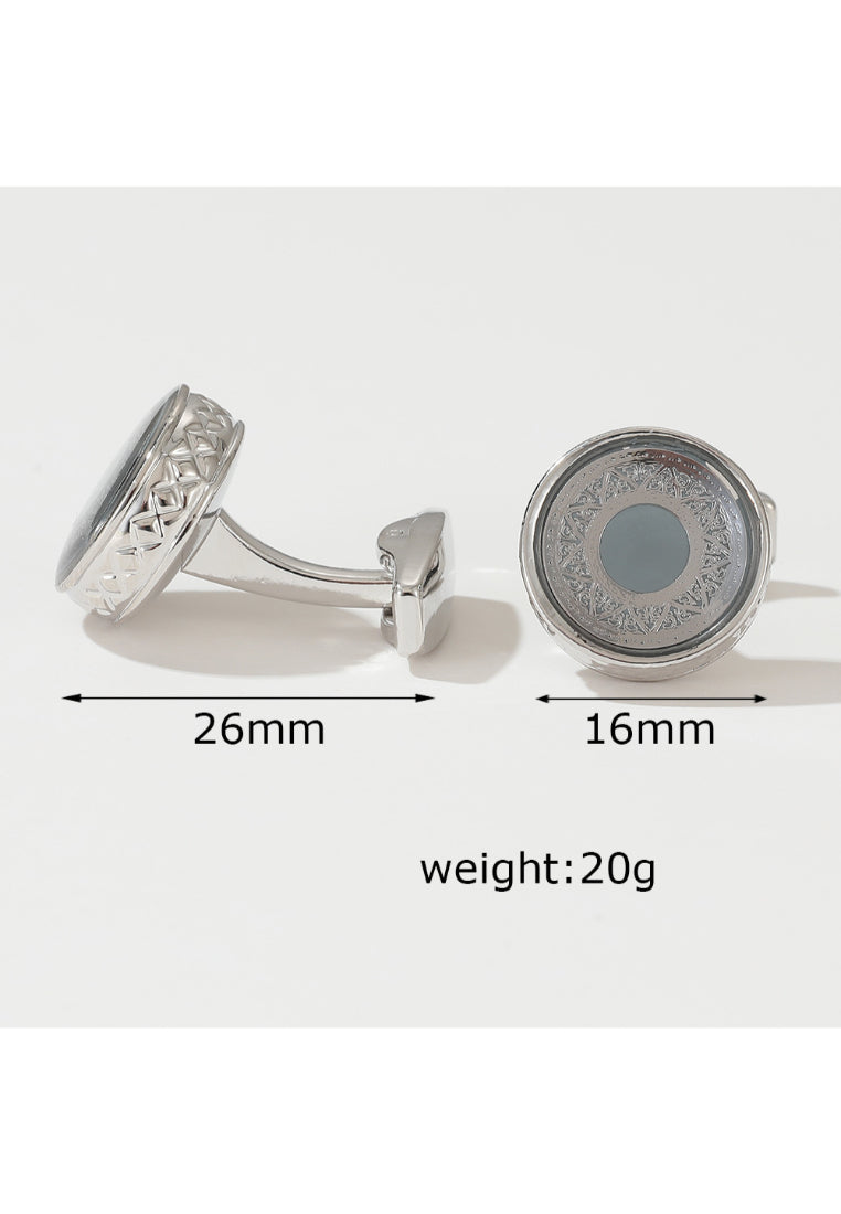 Men's Cufflinks Patterned Gray Dot Round Shirt Dress Jewelry Pair