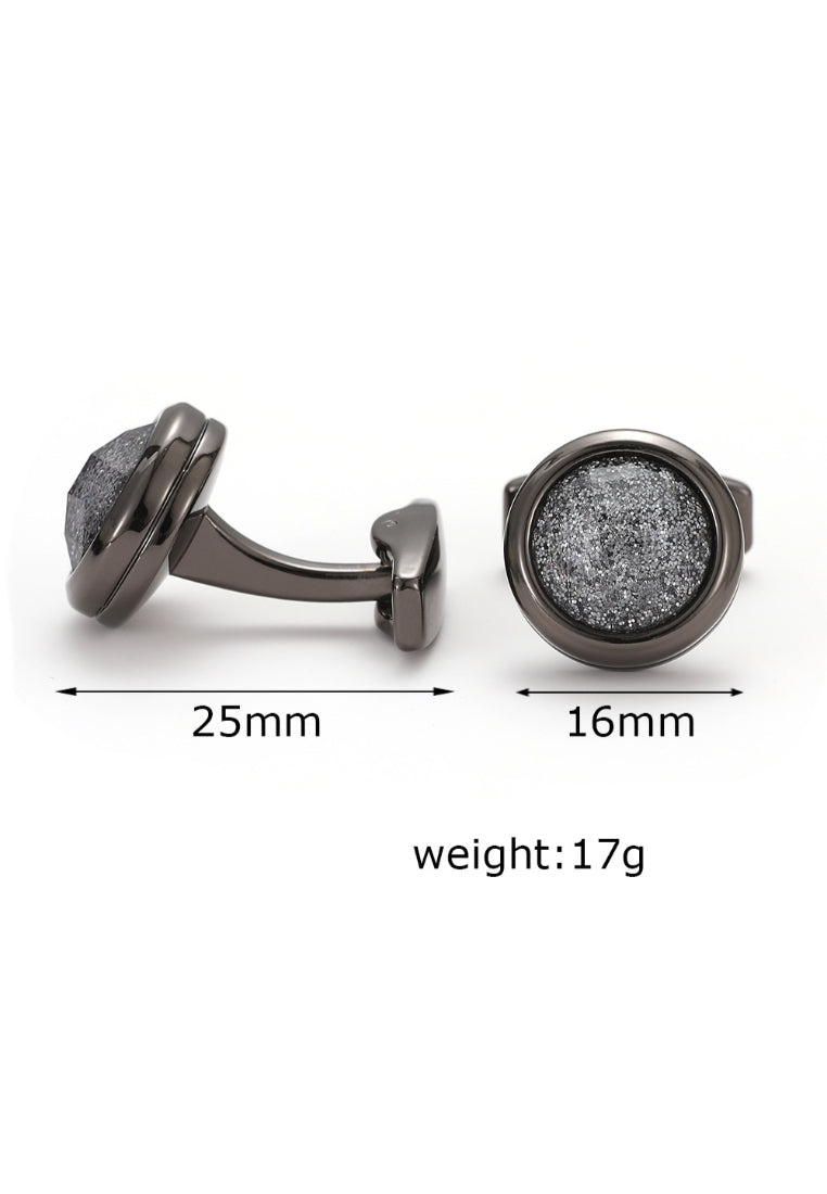 Men's Cufflinks Silver Starry Round Gun Gray Shirt Cuff Nails