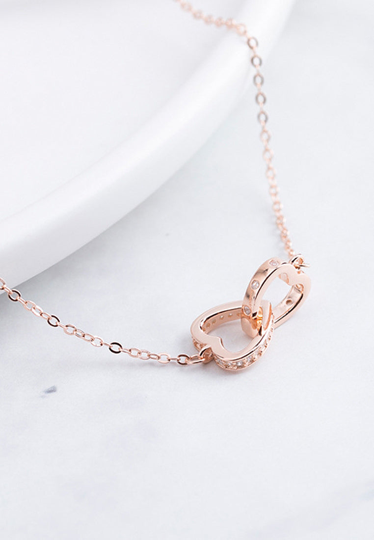 Simple Heart -Type Imitation Diamond Pendant Necklace