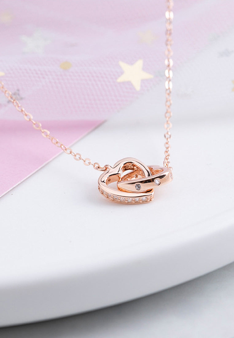 Simple Heart -Type Imitation Diamond Pendant Necklace