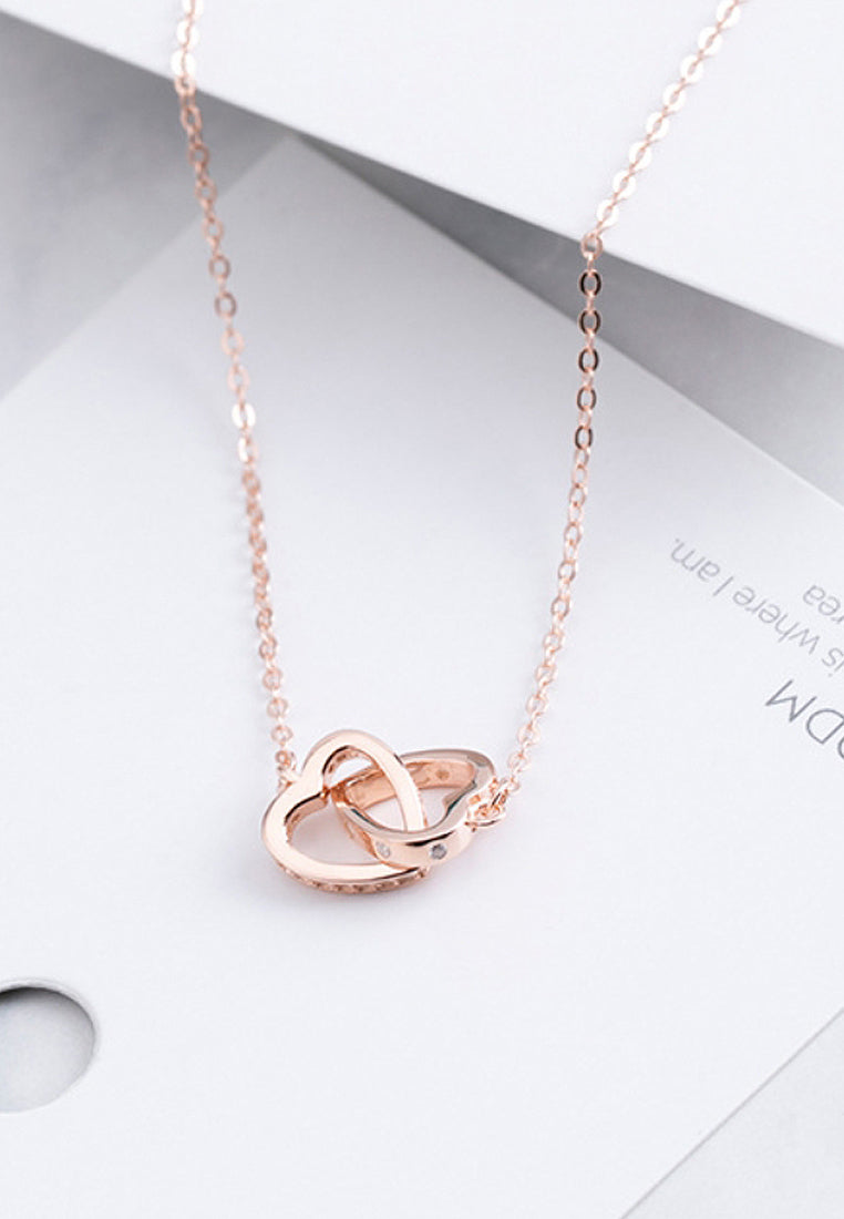 Simple Heart -Type Imitation Diamond Pendant Necklace