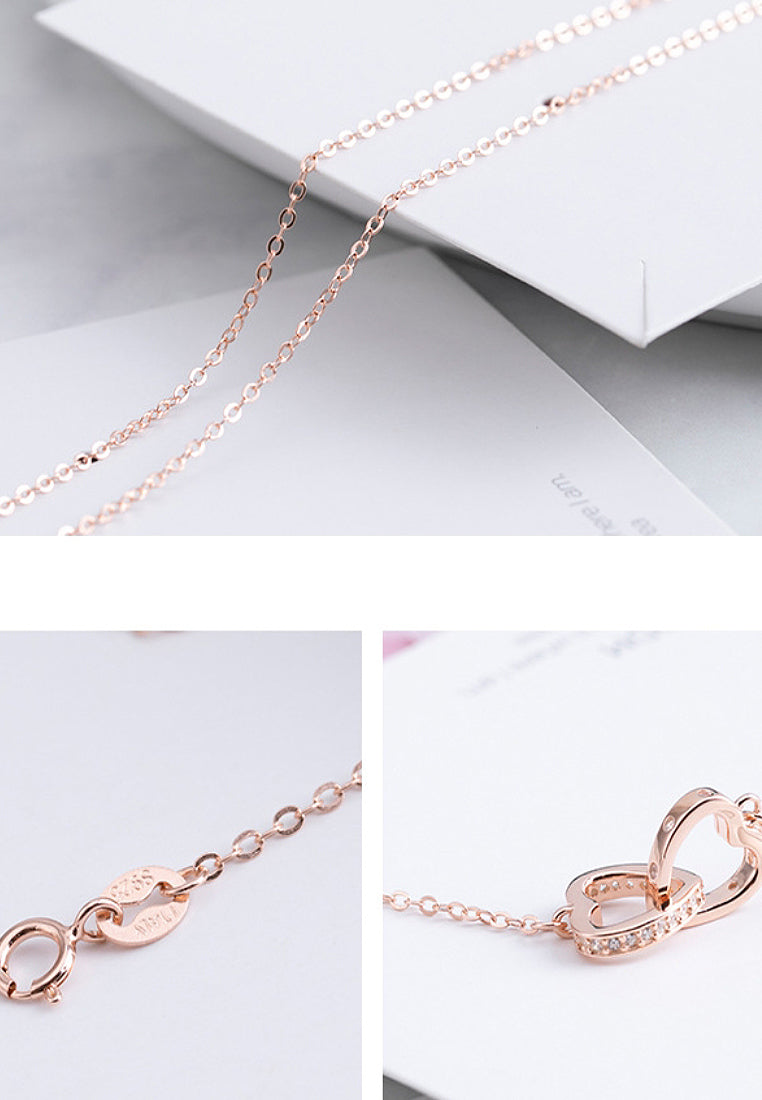 Simple Heart -Type Imitation Diamond Pendant Necklace