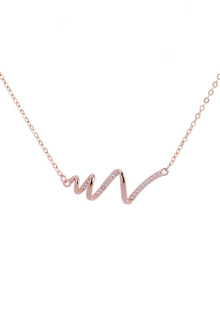 Simple Wave Imitation Diamond Pendant Necklace