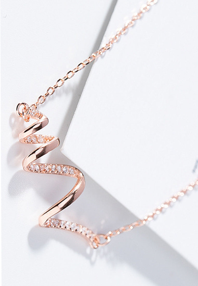 Simple Wave Imitation Diamond Pendant Necklace