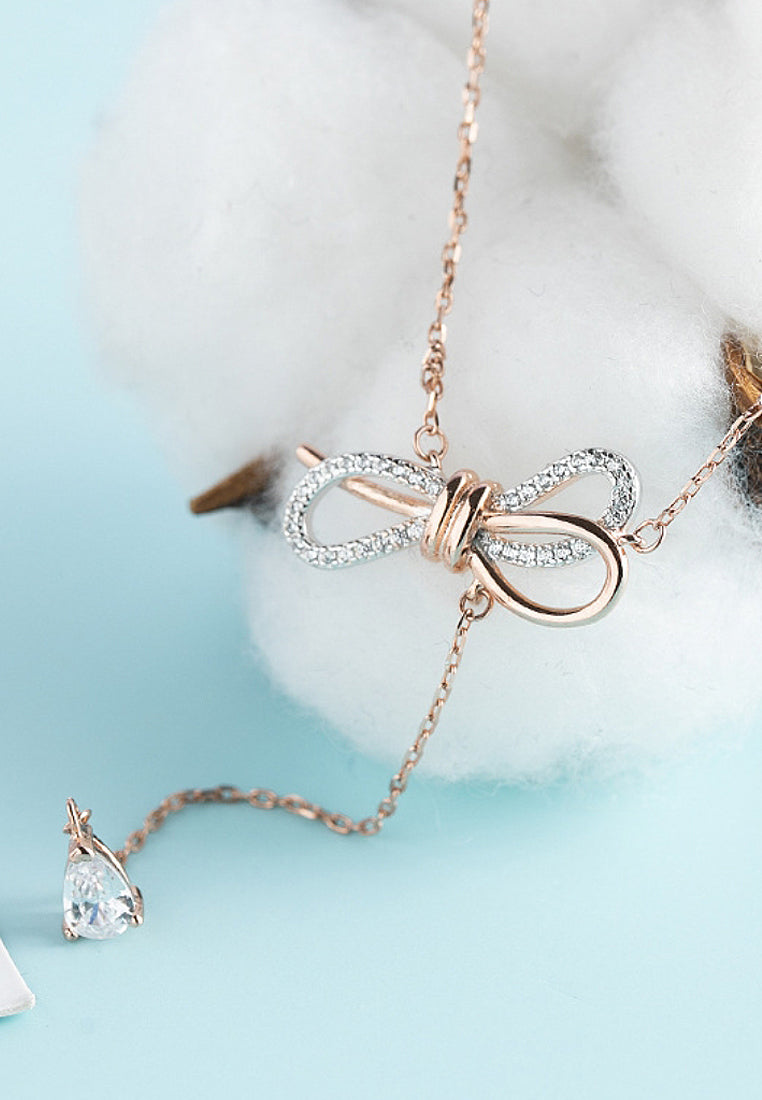 Diamond Bow Pendant Necklace
