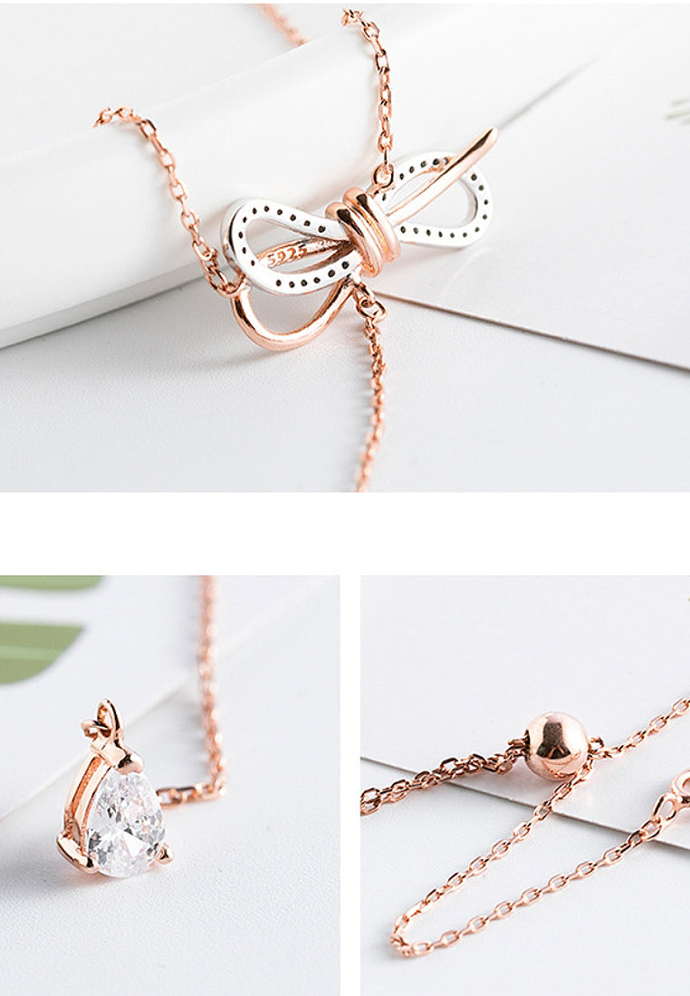 Diamond Bow Pendant Necklace