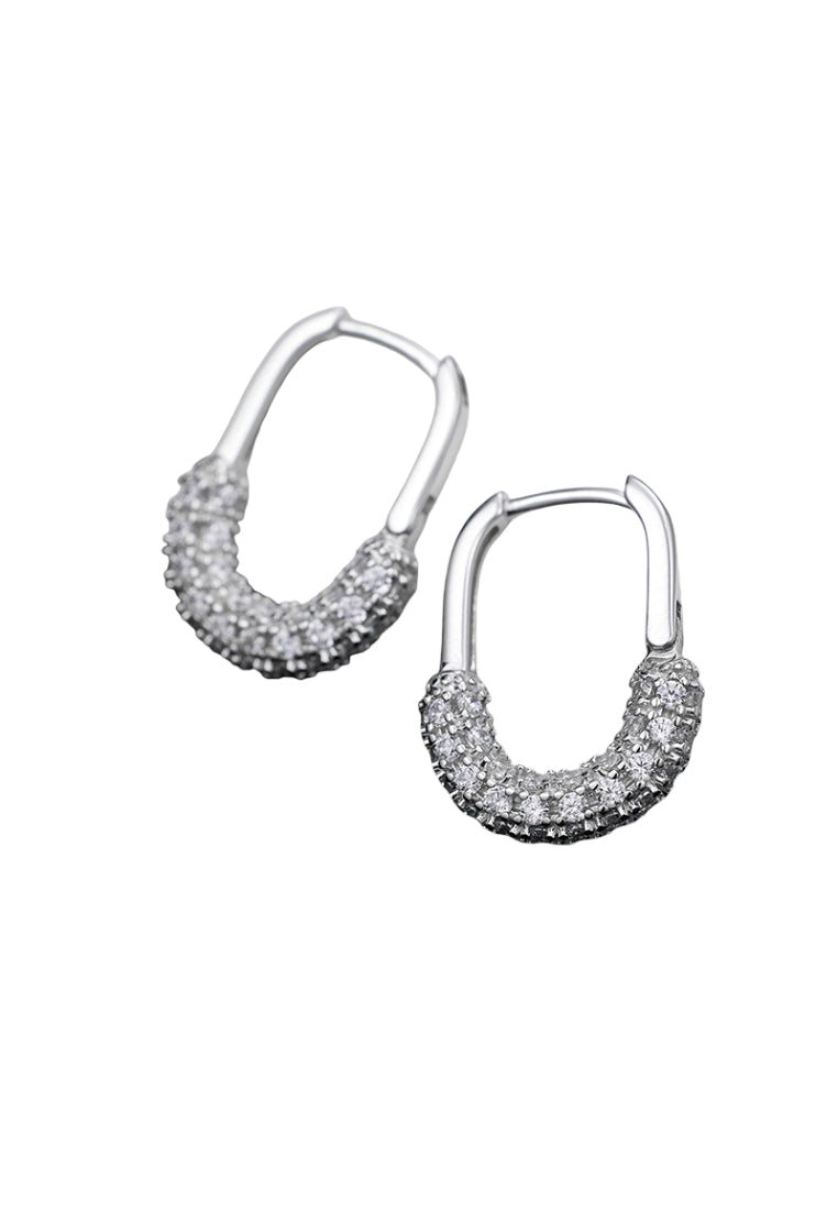 S925 silver starry sky geometric Ushaped stud earrings