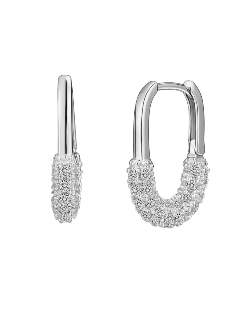 S925 silver starry sky geometric Ushaped stud earrings