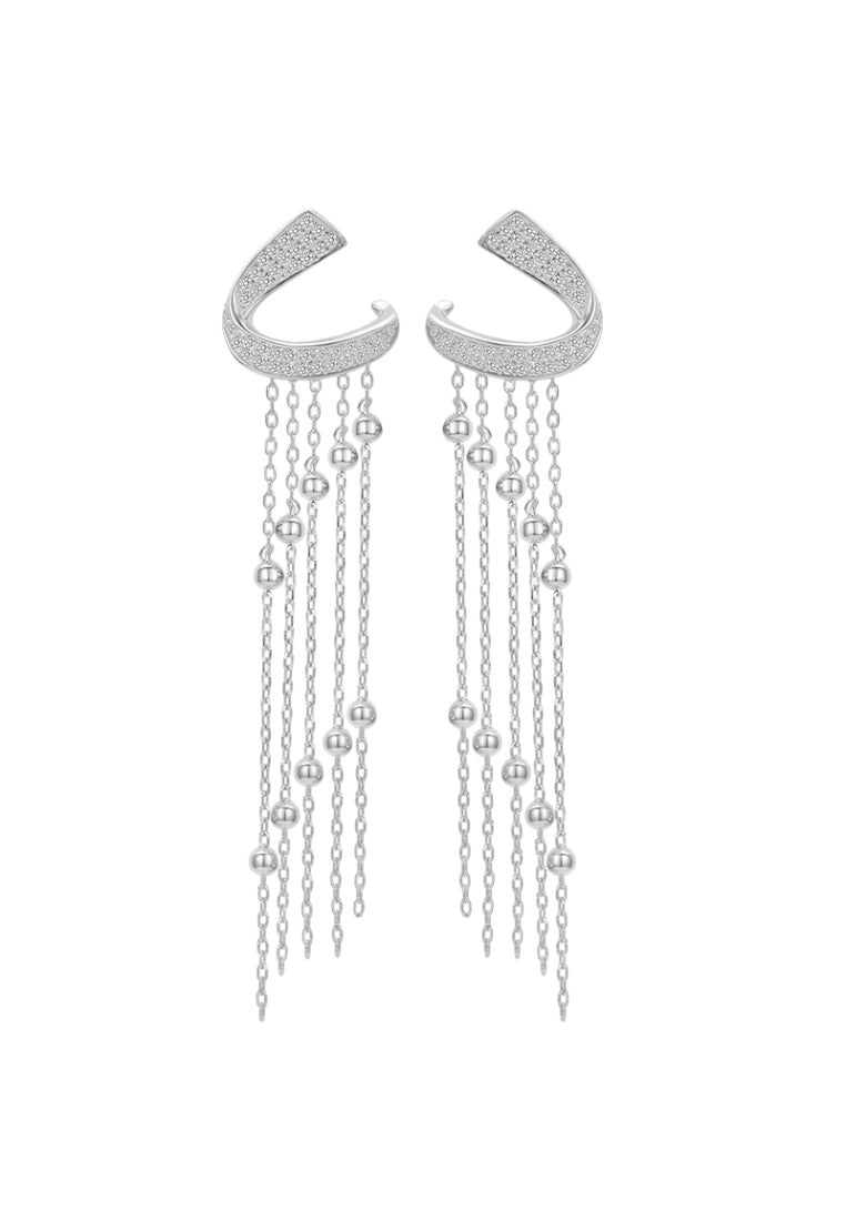 S925 silver long tassel earrings