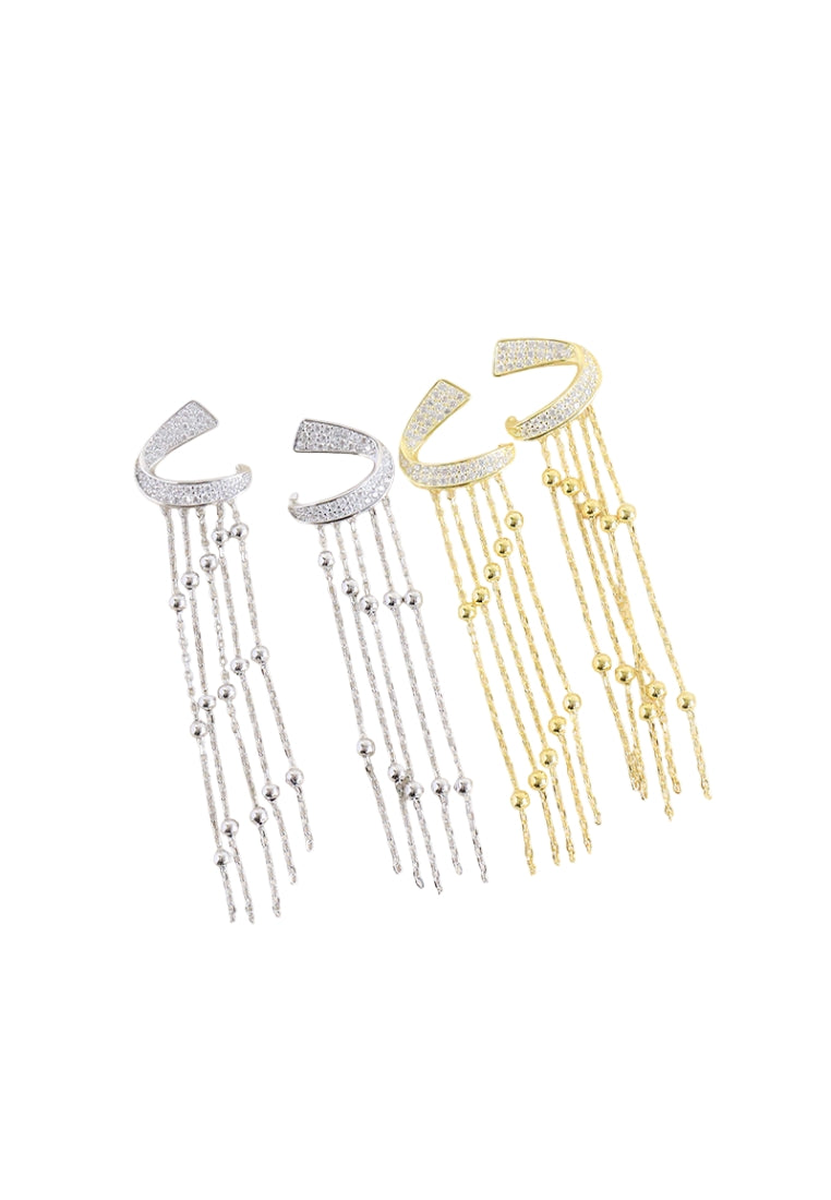 S925 silver long tassel earrings