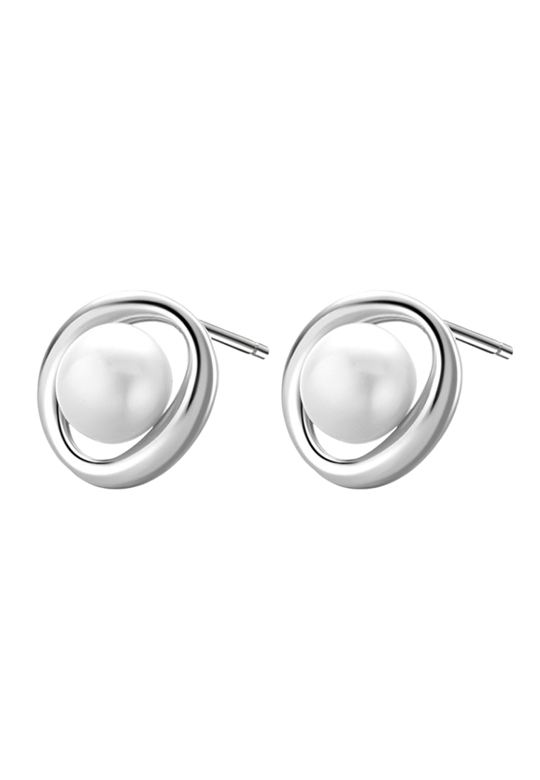 Sterling Silver Pearl Stud Earrings for Women, Fashionable Luxury with Classy French Style