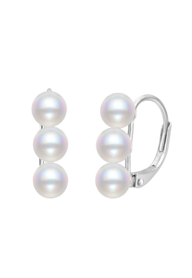 Sterling Silver Three Bead Balanced Ear Clip Earrings, Unique Design with Cool and Simple Style