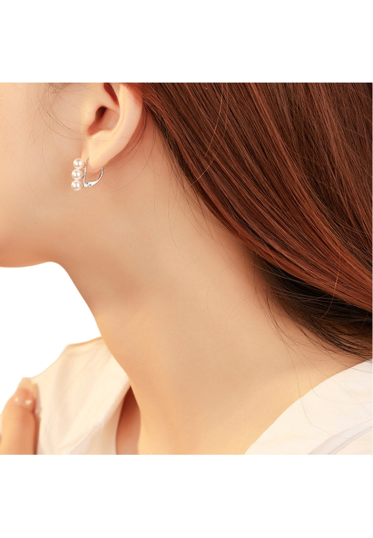 Sterling Silver Three Bead Balanced Ear Clip Earrings, Unique Design with Cool and Simple Style