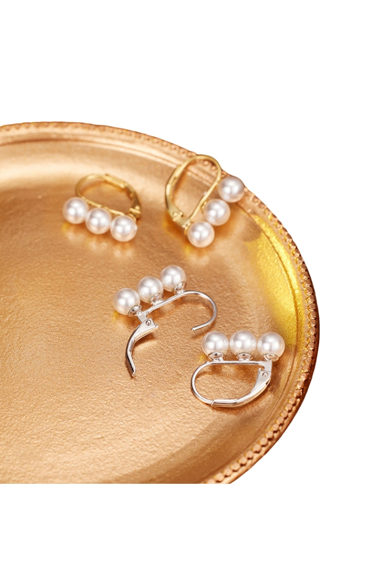 Sterling Silver Three Bead Balanced Ear Clip Earrings, Unique Design with Cool and Simple Style