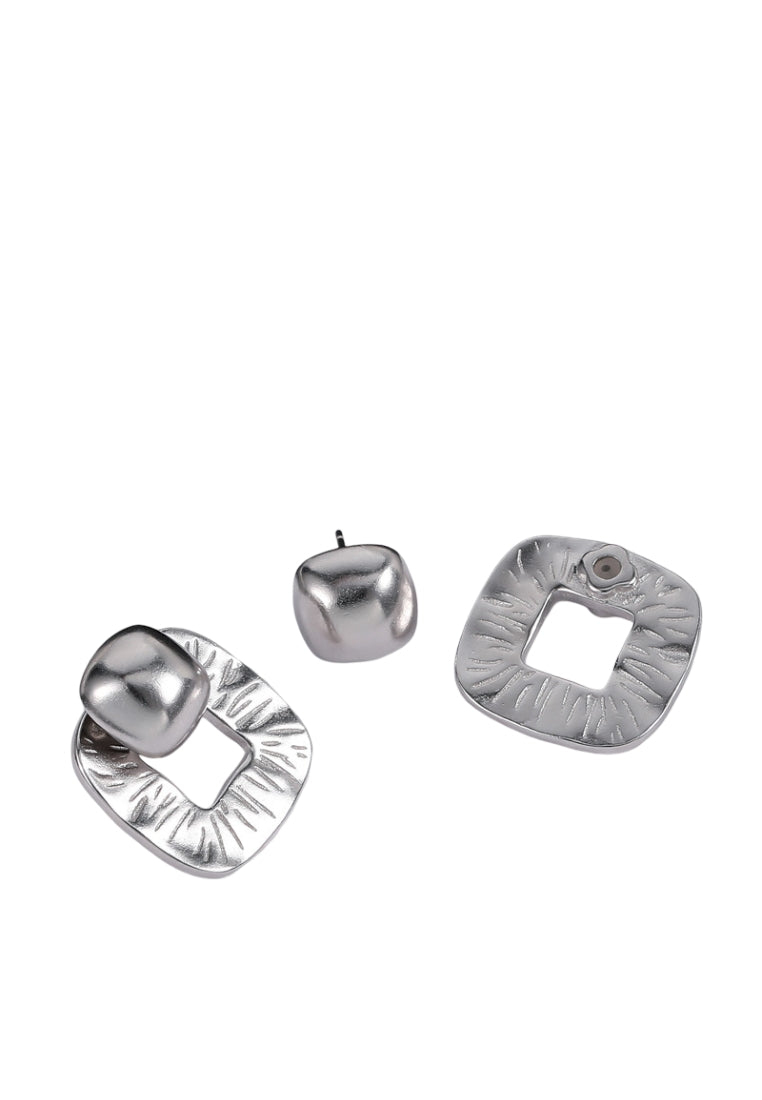 S925 silver square pleated earrings