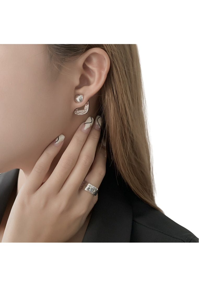 S925 silver square pleated earrings