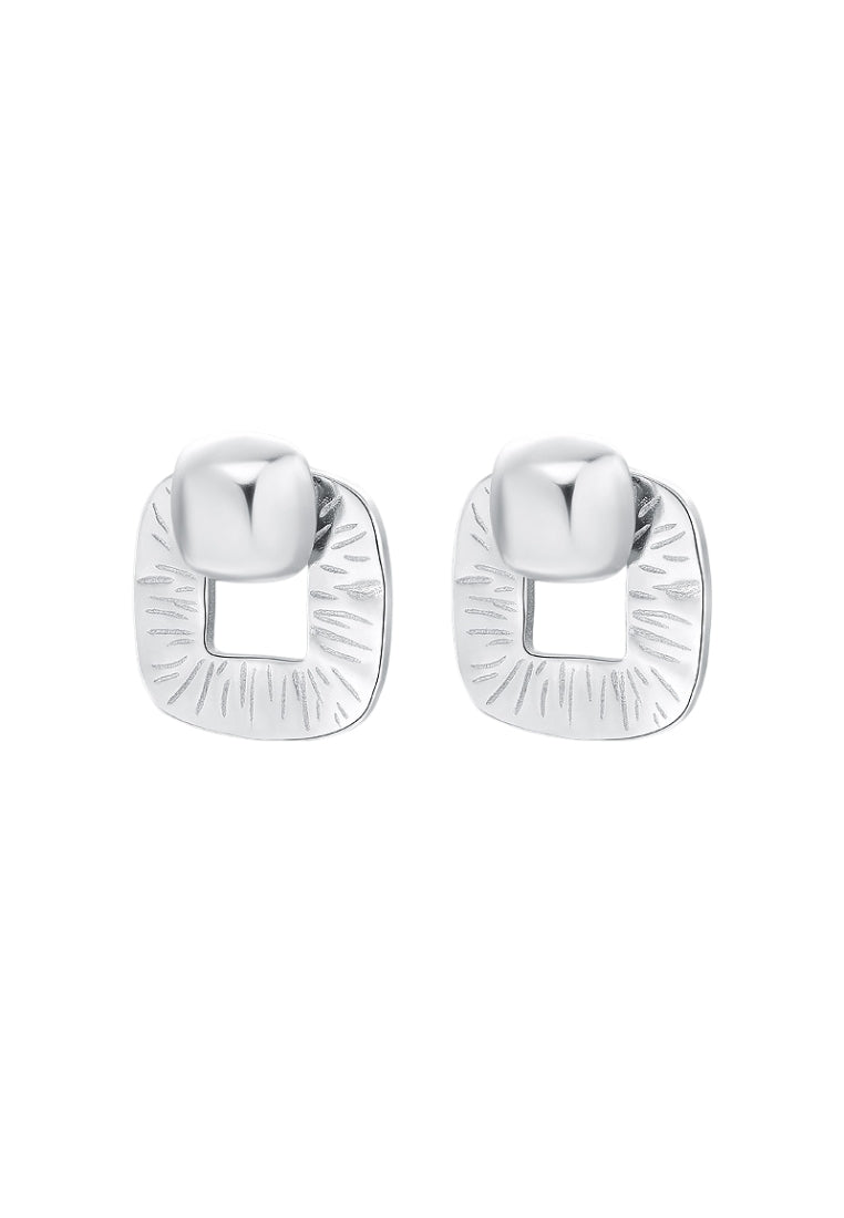 S925 silver square pleated earrings