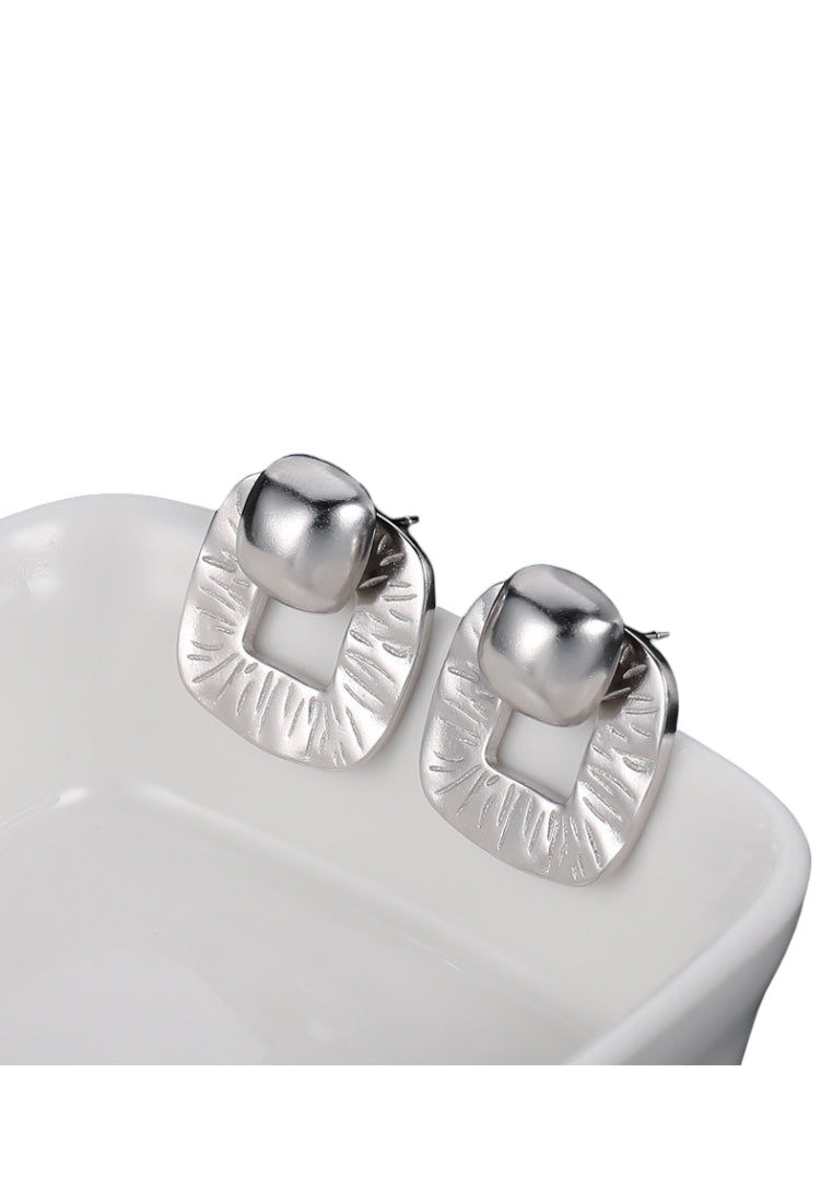 S925 silver square pleated earrings