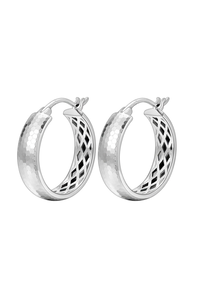 S925 silver crushed ice hoop earrings