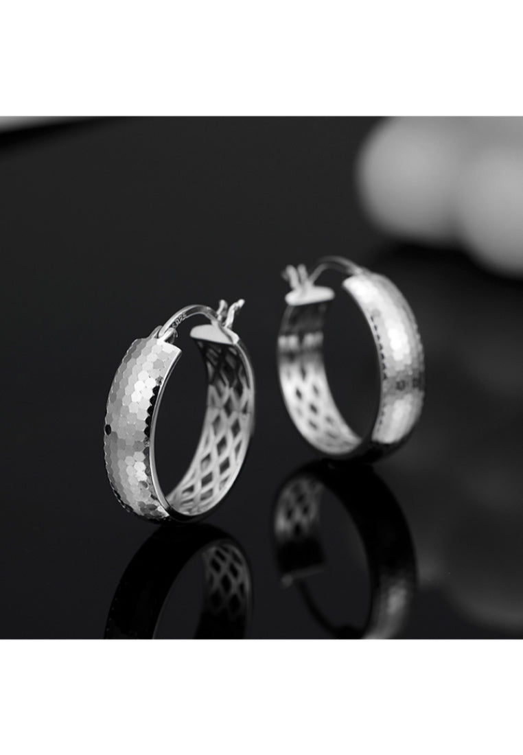 S925 silver crushed ice hoop earrings