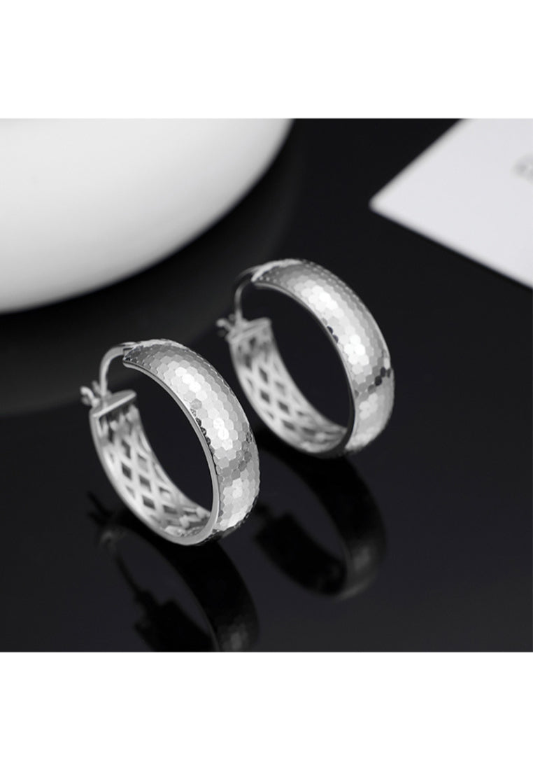 S925 silver crushed ice hoop earrings