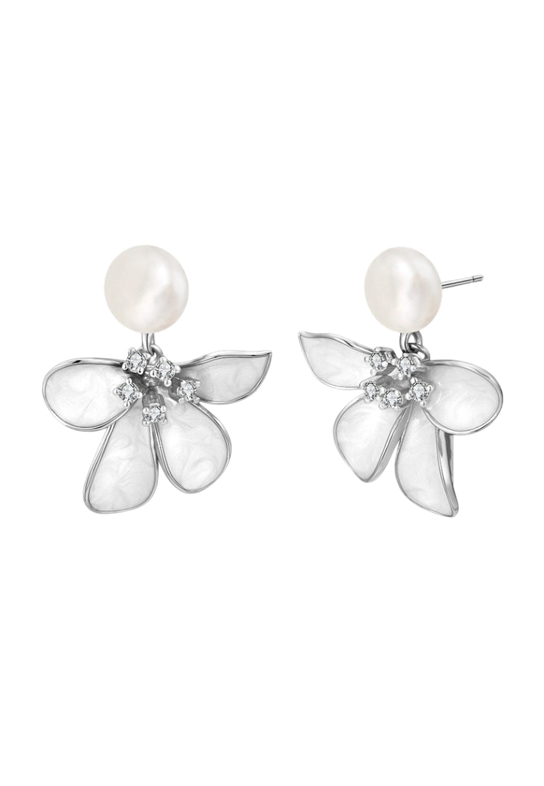 S925 silver enamel drip pearl earrings