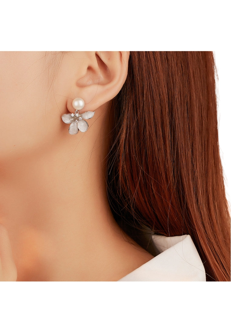 S925 silver enamel drip pearl earrings