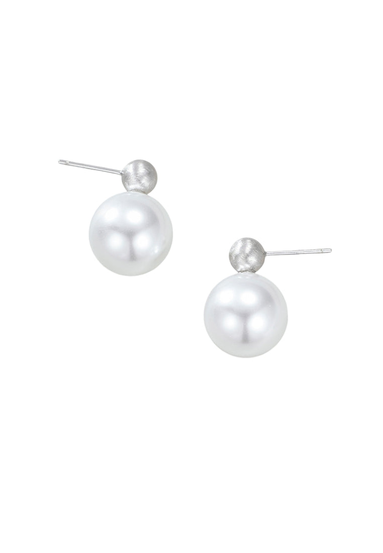 S925 silver cold light white shell pearl earrings