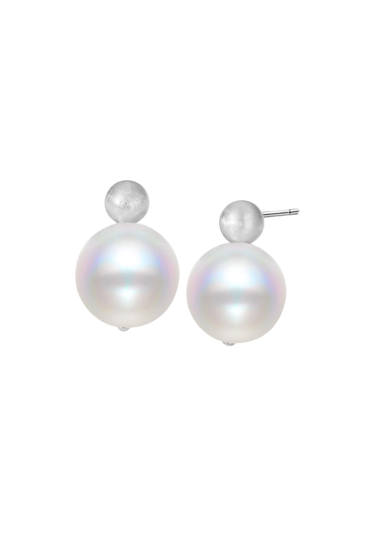 S925 silver cold light white shell pearl earrings