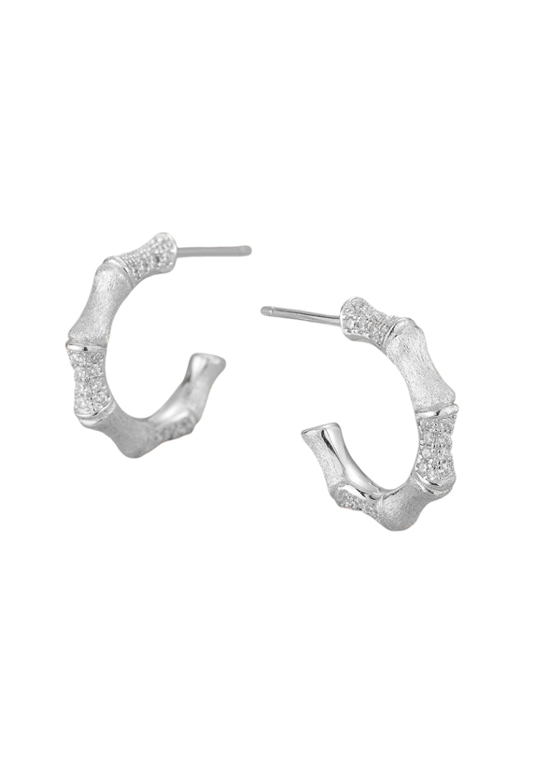 S925 silver medieval brushed bamboo earrings