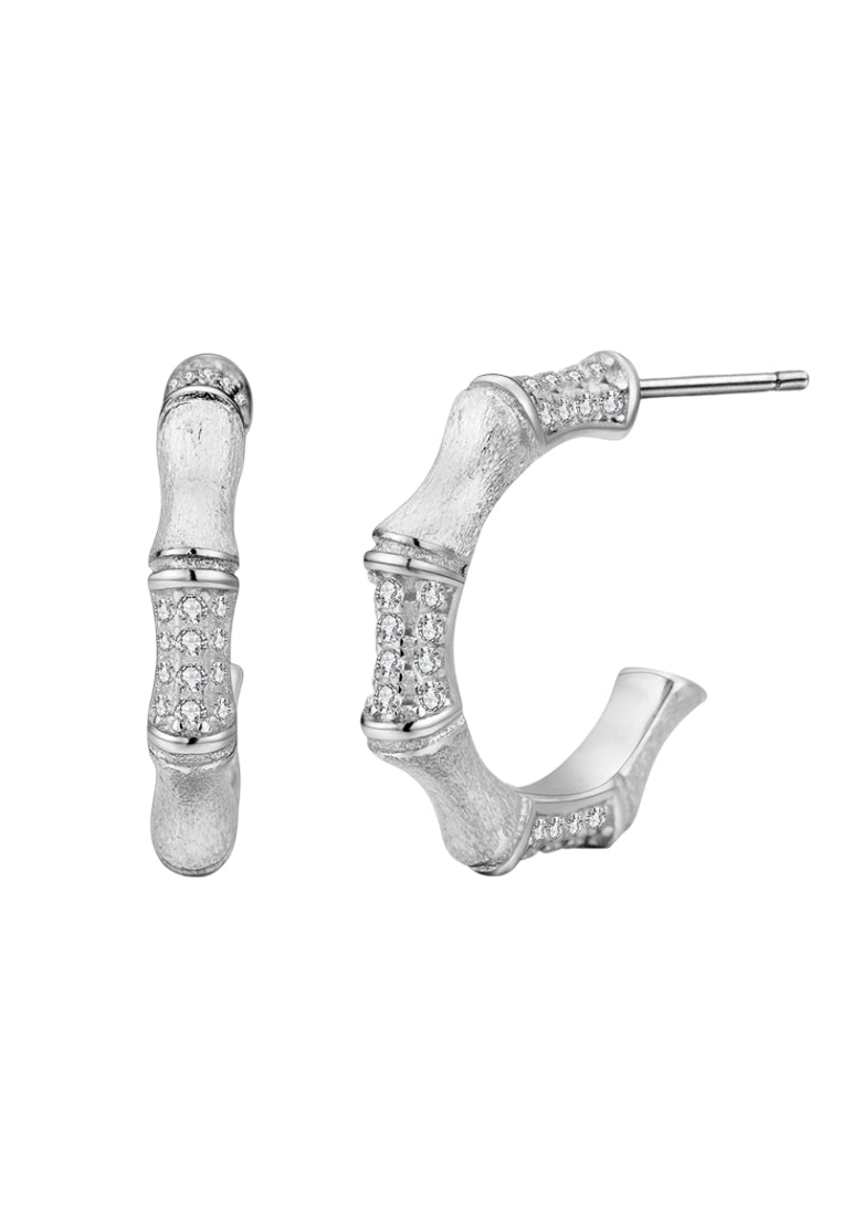 S925 silver medieval brushed bamboo earrings