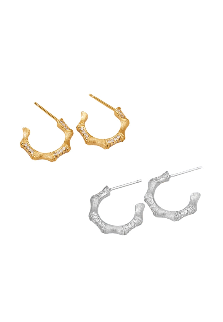 S925 silver medieval brushed bamboo earrings