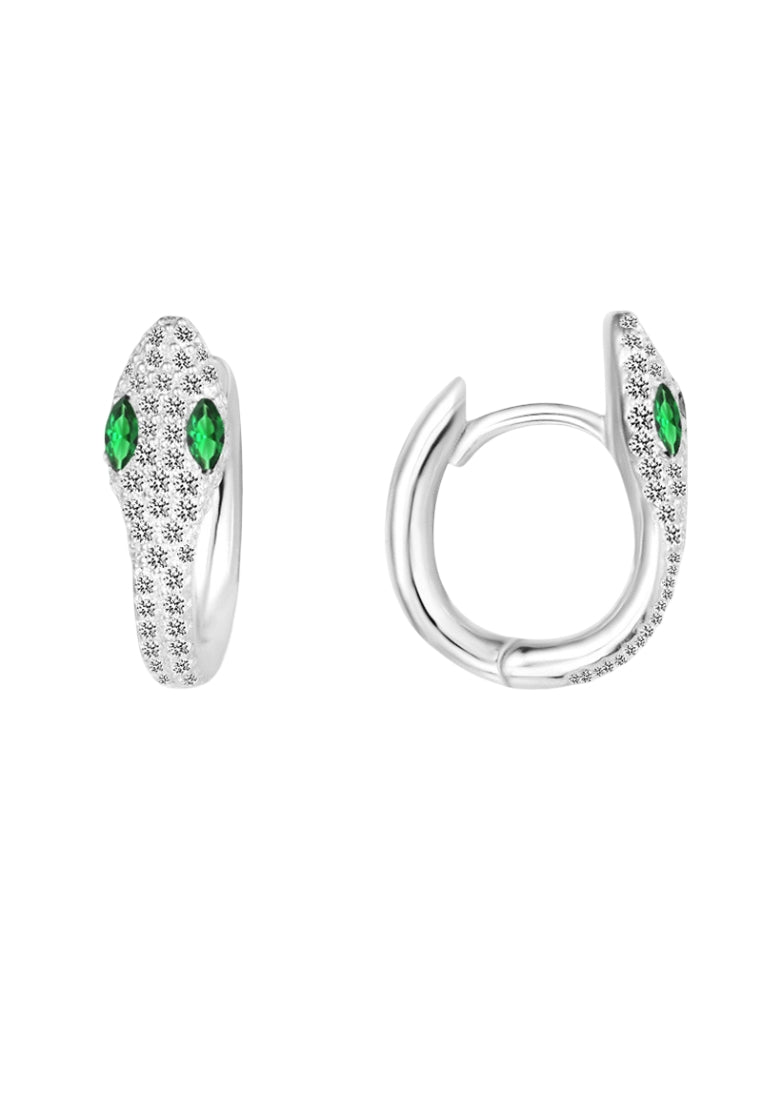 S925 silver green eye snake earrings