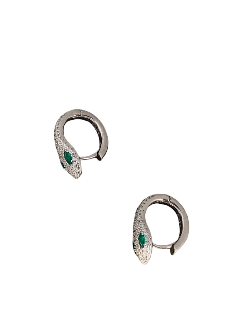 S925 silver green eye snake earrings