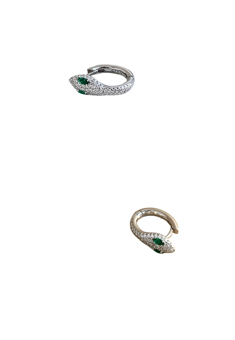 S925 silver green eye snake earrings