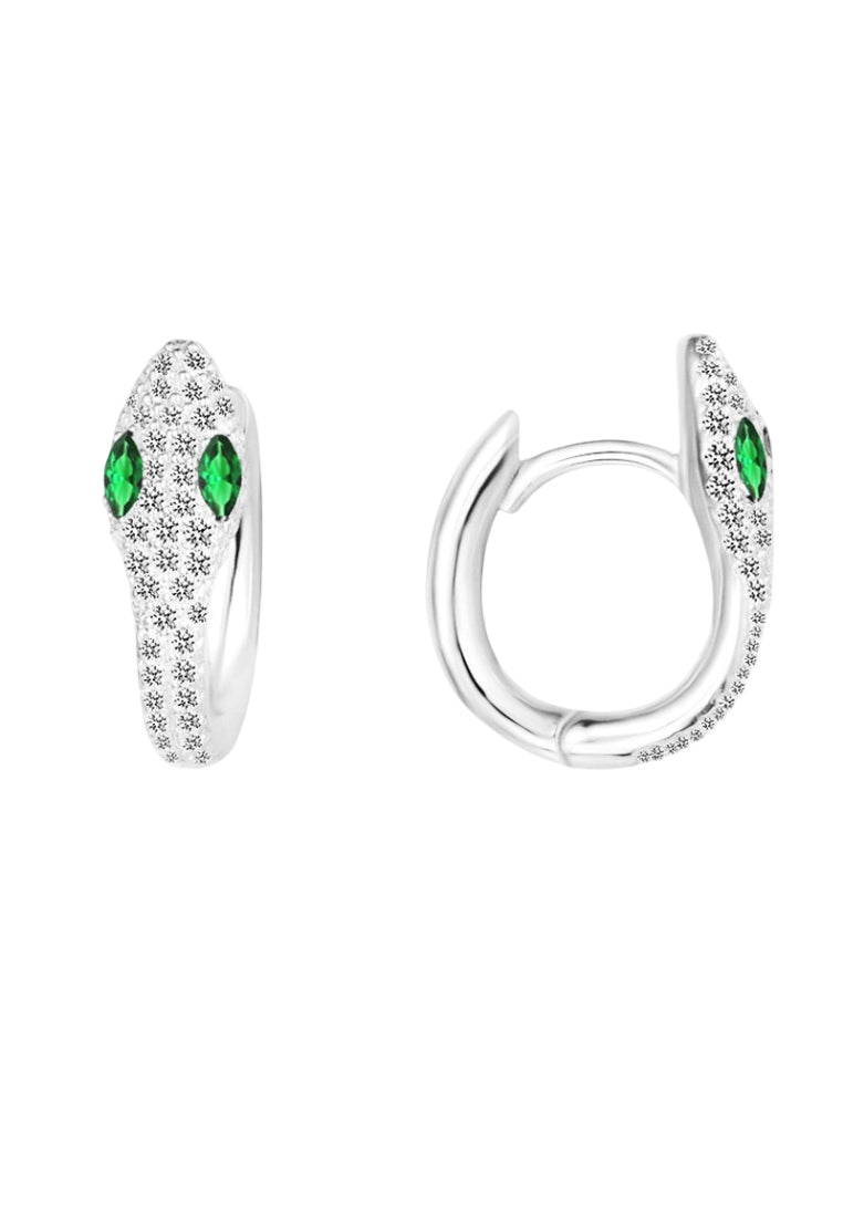 S925 silver green eye snake earrings
