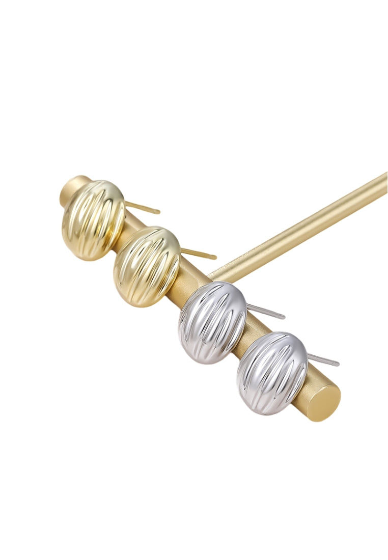 CShape Pleated Silver Earrings