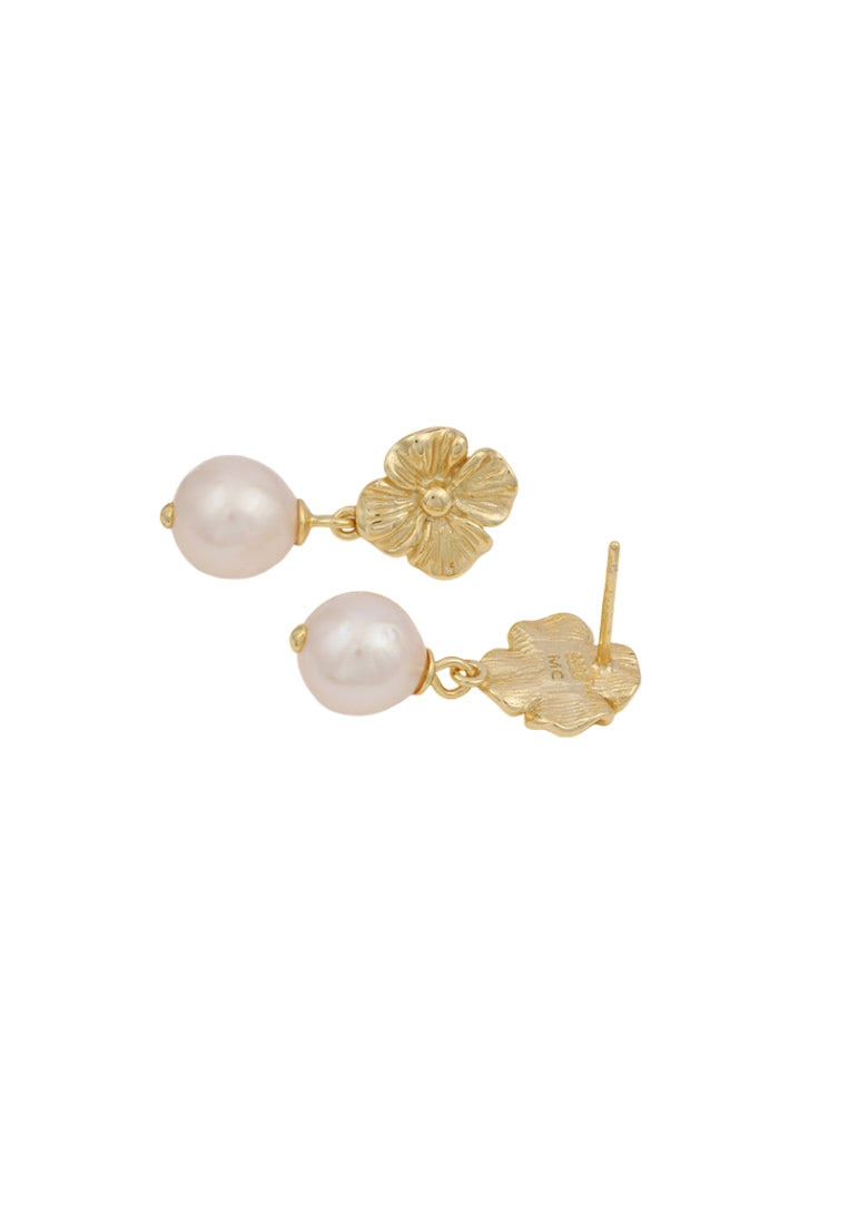 Japanese S925 Silver Baroque Pearl Stud Earrings for Women with Fashionable Floral Design and Ear Drops