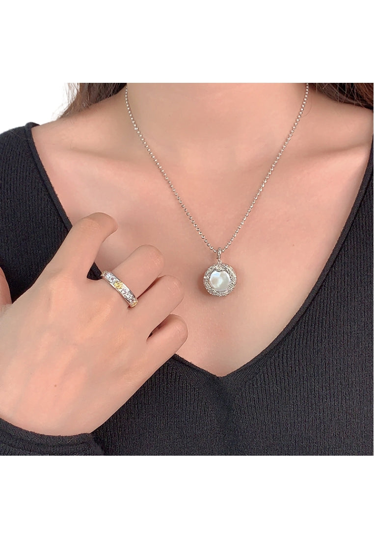 Sand Flow Enamel Silver Ring