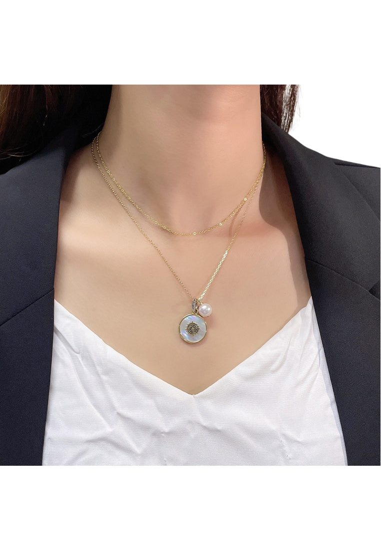 S925 Silver Baroque Pearl Lockbone Chain