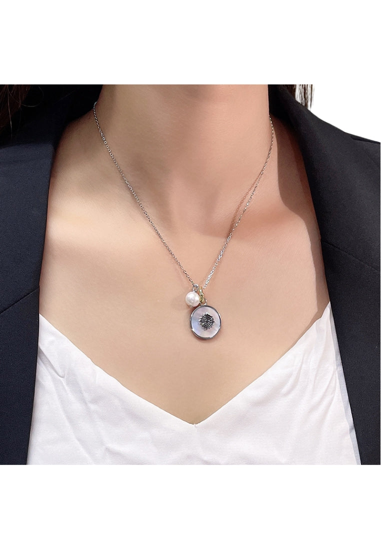 S925 Silver Baroque Pearl Lockbone Chain